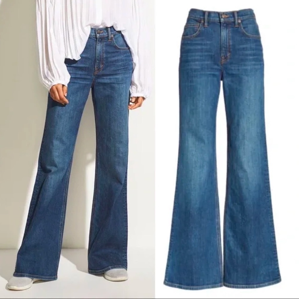 Vince Blue High-Rise Wide Leg Jeans